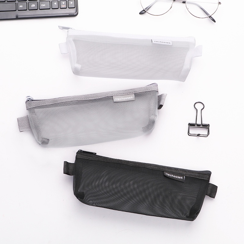 1 Hộp Lưới Đựng Bút Viết Hình Tam Giác 3D Bằng Nylon Trong Suốt Tiện Dụng