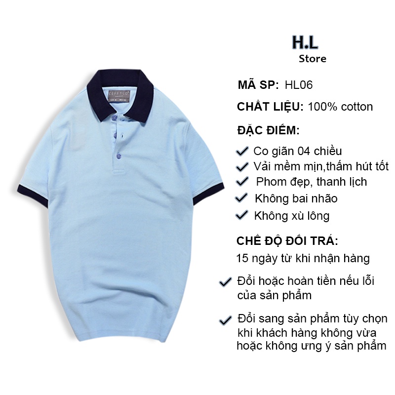 Áo polo nam tay lỡ cao cấp trơn đẹp HL06
