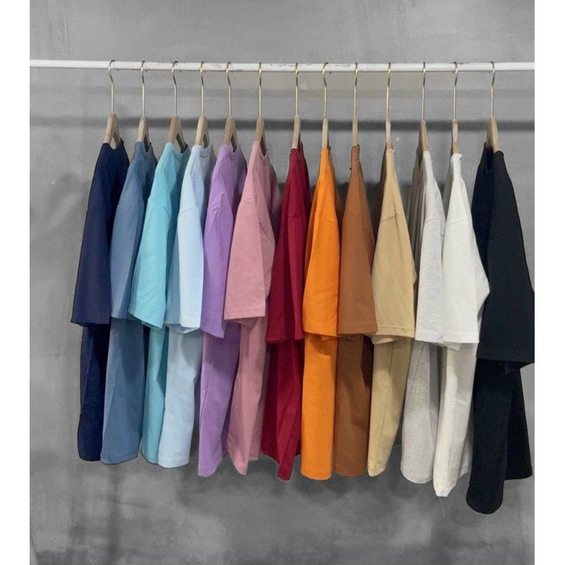 [Ảnh Thật] Áo thun tay lỡ trơn đủ màu from rộng unisex nam nữ