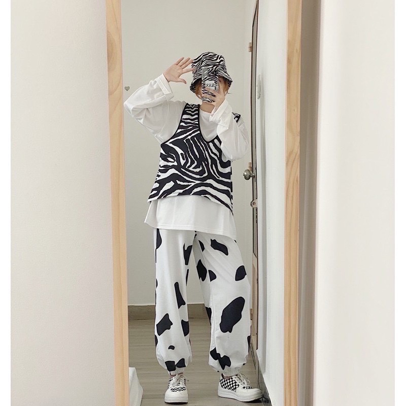 Quần dài BÒ SỮA bo ống chun unisex TÔN DÁNG