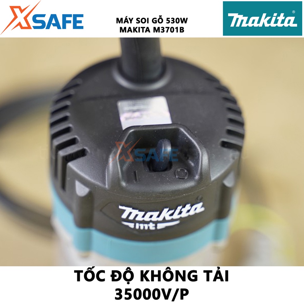Máy phay MAKITA M3701B 530W đánh cạnh mini tốc độ không tải 35000, vỏ nhôm, độ bền cao, đế trong nhìn rõ viền cắt