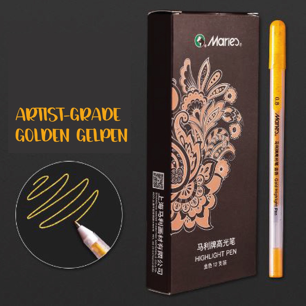 Bút gel nhũ trắng bạc vàng Marie's viết thiệp cưới, trang trí vẽ sổ tay, viết calligraphy ngòi kim loại