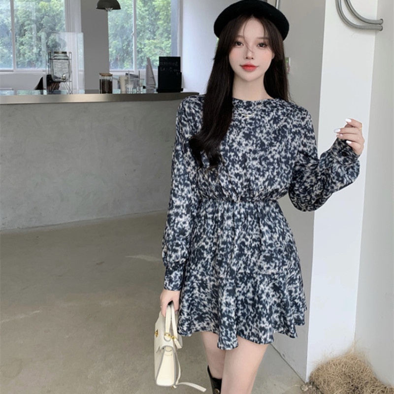 Đầm nữ tay dài họa tiết hoa thanh lịch thời trang