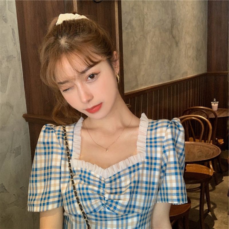 Váy đầm kẻ chữ A cổ ren Jameela | BigBuy360 - bigbuy360.vn