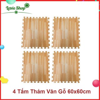 Bộ 4 Miếng Thảm Xốp Mềm Lót Sàn Hình vân gỗ  60x60/1 miếng