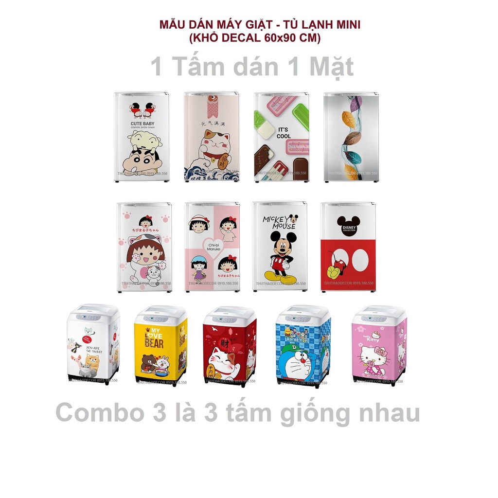 PHẦN 1 Miếng decal dán MÁY GIẶT MINI, TỦ LẠNH MINI - TRANG TRÍ NHÀ CỬA - Decal 3D - HÀNG BÁN CHẠY