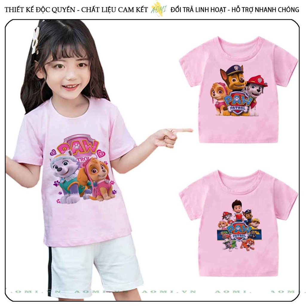 ÁO THUN đội chó cứu hộ UNISEX PHÔNG HỒNG TAY NGẮN NAM NỮ GIA ĐÌNH CẶP ĐÔI SIZE TRẺ EM BÉ TRAI GÁI AOMIVN