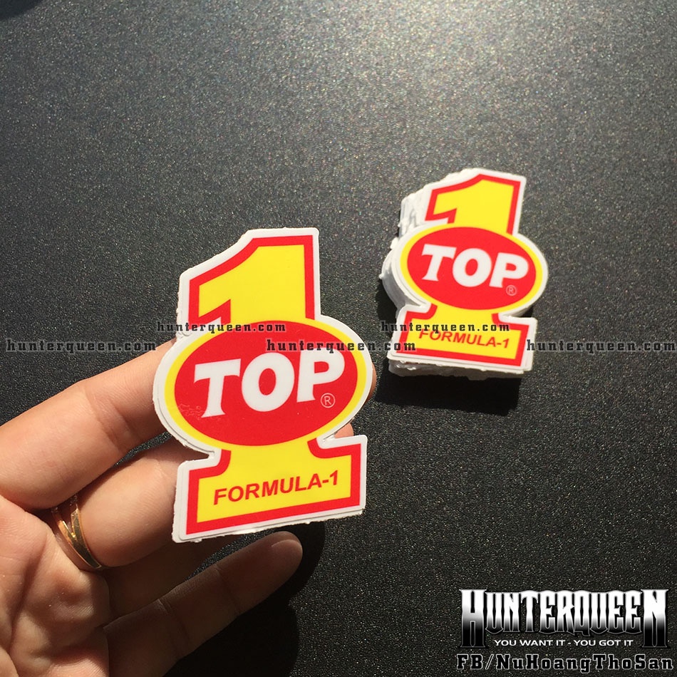 Logo Top 1 Formula Oil đẳng cấp [4.4x6cm]. Decal sticker hình dán chống nước, không bay màu