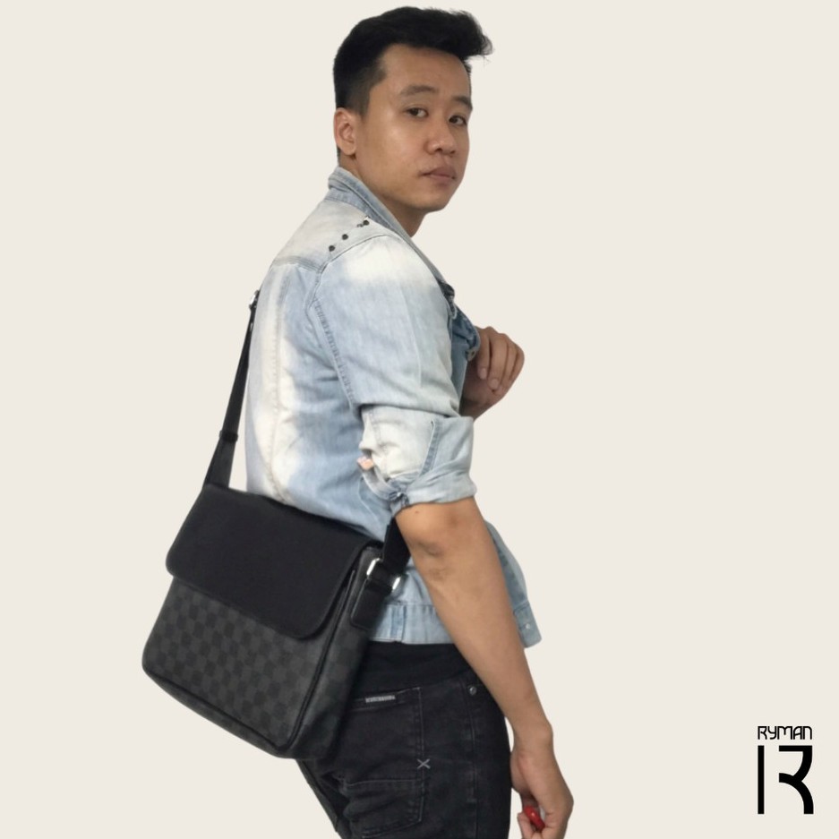 Cặp nam công sở văn phòng đeo chéo vai họa tiết caro, khóa kéo có nhiều ngăn da PU chống nước để tài liệu, ipad tiện lợi | BigBuy360 - bigbuy360.vn