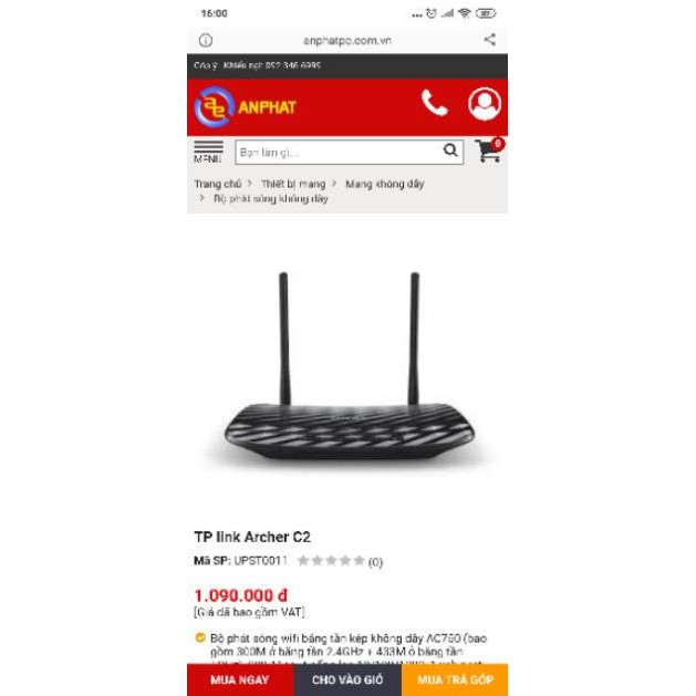 BỘ PHÁT 5GHZ TPLINK C2 CHÍNH HÃNG FPT CHẠY ỔN ĐỊNH, SIÊU BỀN | BigBuy360 - bigbuy360.vn