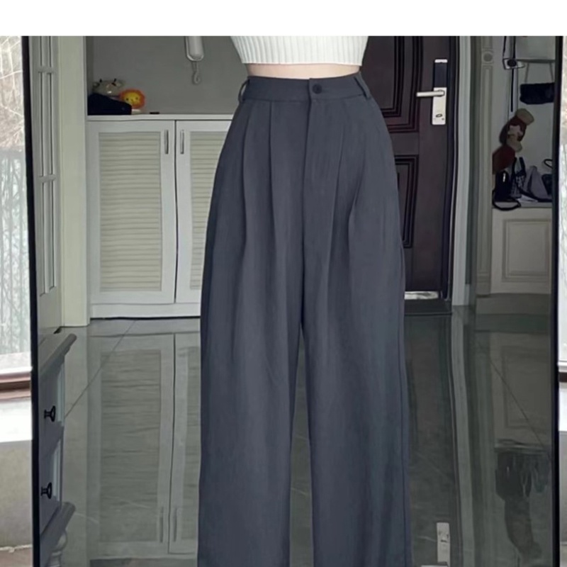 Quần COZOKC ống rộng lưng cao kiểu dáng đơn giản hợp thời trang