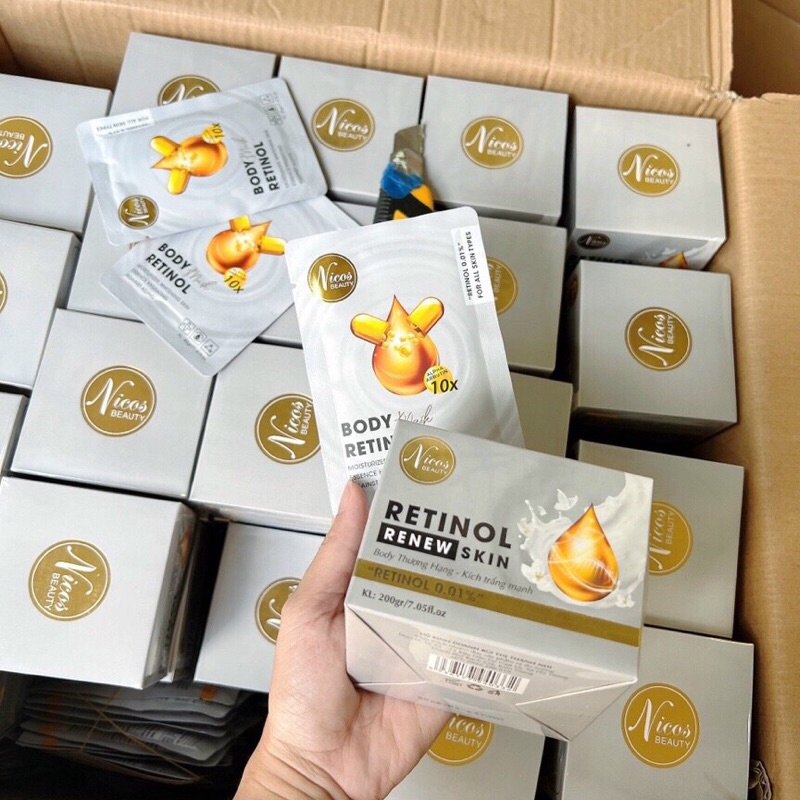 [chính hãng] Kem Body Retinol Nicos Thanh Nhi chính hãng tặng kèm gói ủ trắng