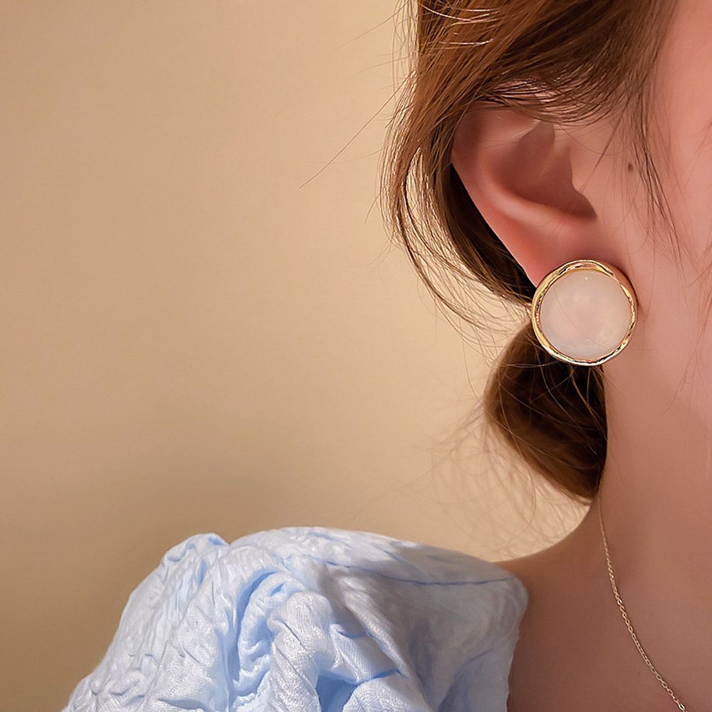 Bông tai hình tròn bằng acrylic phong cách Hàn Quốc cổ điển sang trọng cho nữ