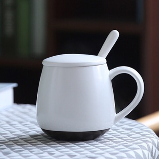 Ly sứ cà phê có nắp và thìa 360ml