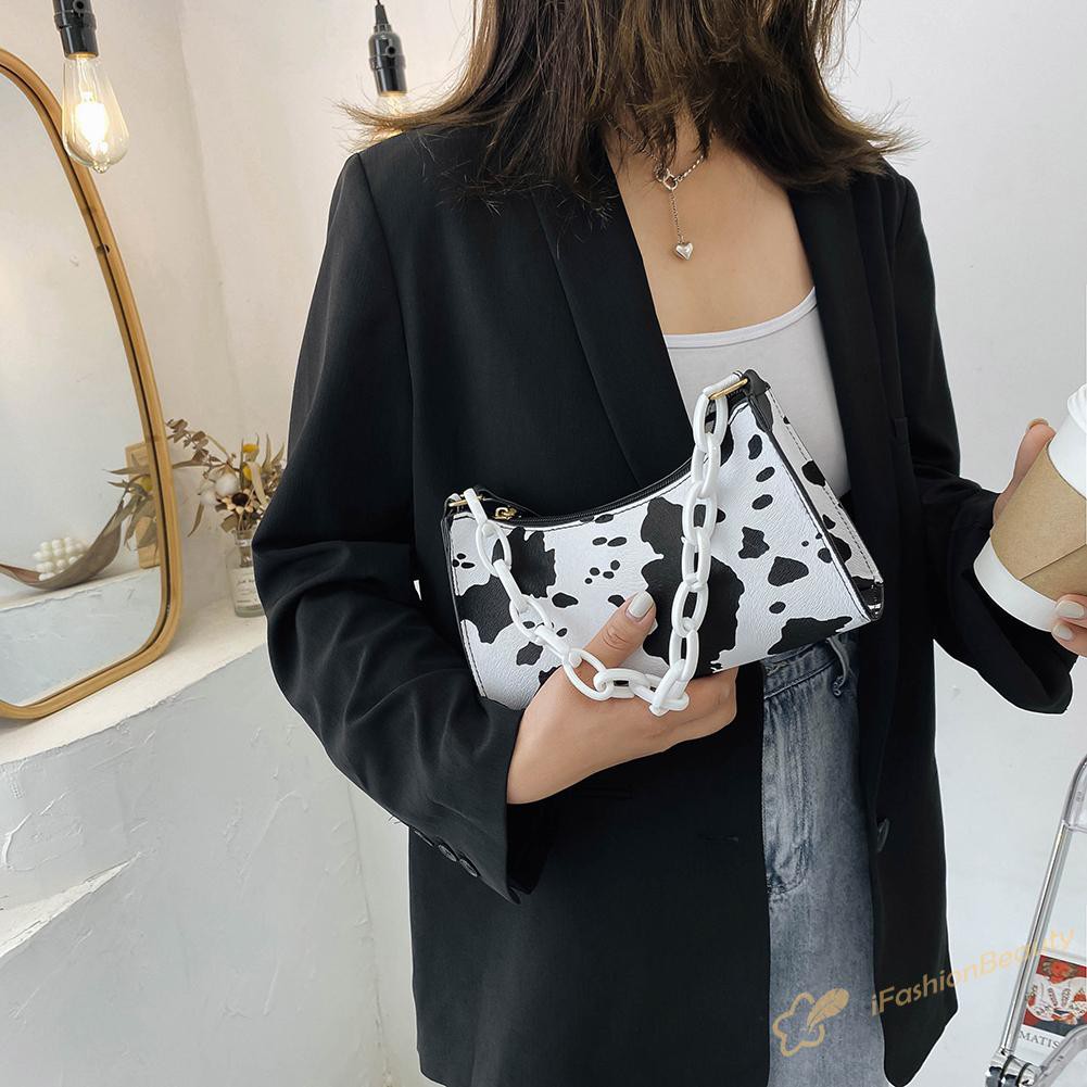 Túi xách da PU kẹp nách hoạ tiết bò | BigBuy360 - bigbuy360.vn