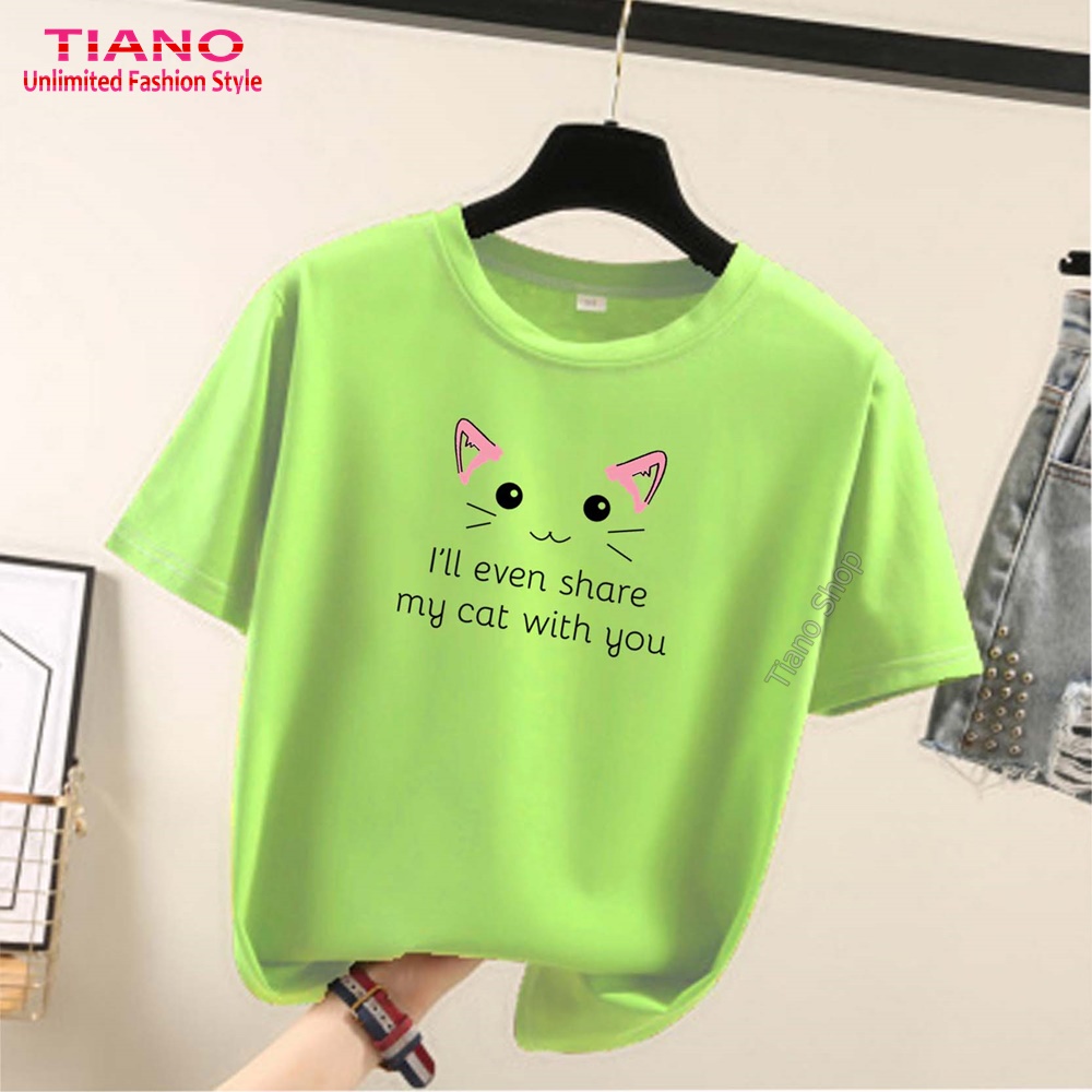 Áo Thun Tay Ngắn Tai Mèo AT-053 - Tiano - Phù Hợp Mọi Vóc Dáng - Áo Thun Nam - Áo Thun Nữ