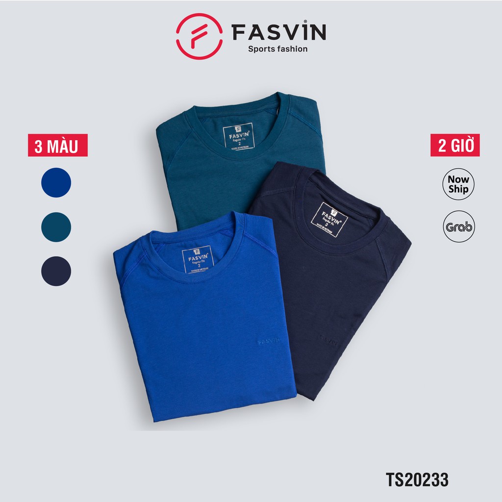 Áo thun nam Fasvin TS20233.HN vải Cotton chun mềm mịn thoáng mát dễ chịu không bai xù