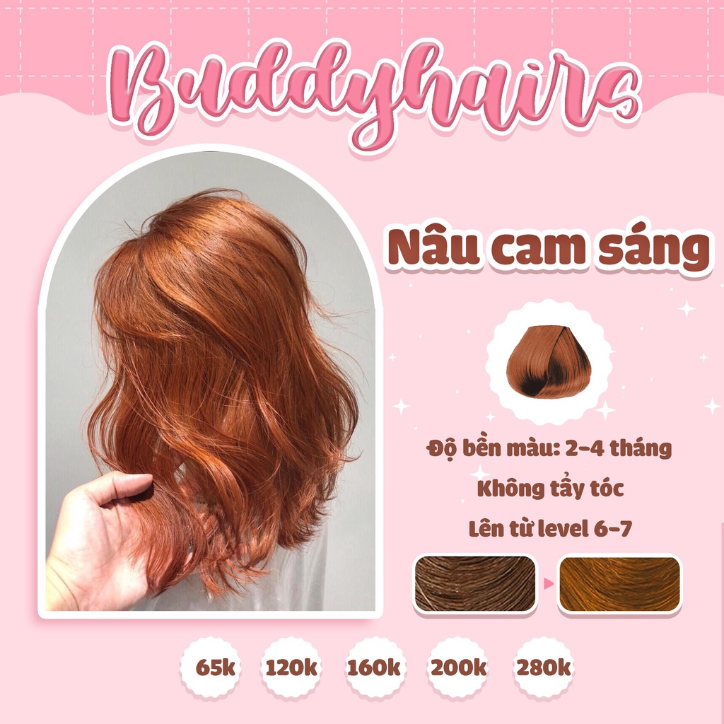 Thuốc nhuộm tóc Nâu cam sáng của Buddyhairs TẶNG KÈM găng tay, mũ trùm đầu tiện lợi