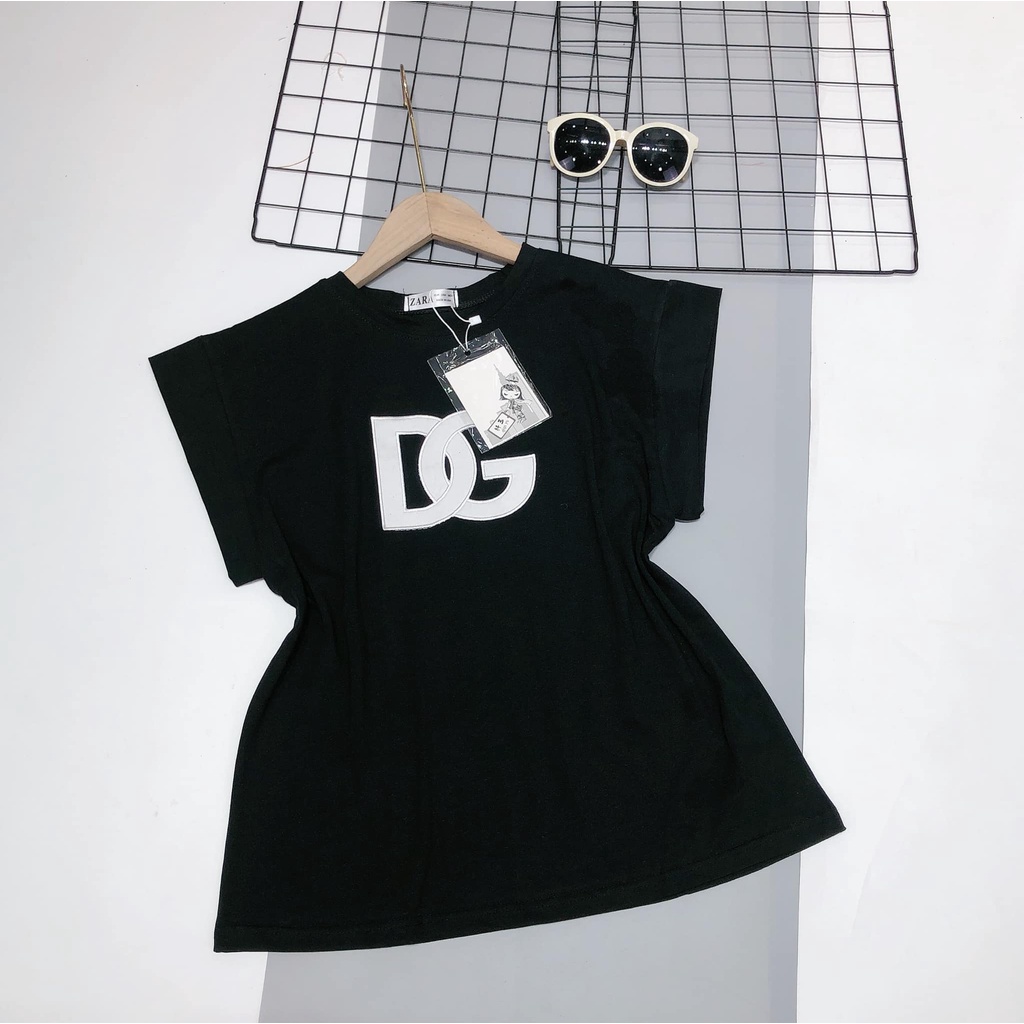 Áo phông nữ DG đen thêu chữ chất siêu đẹp