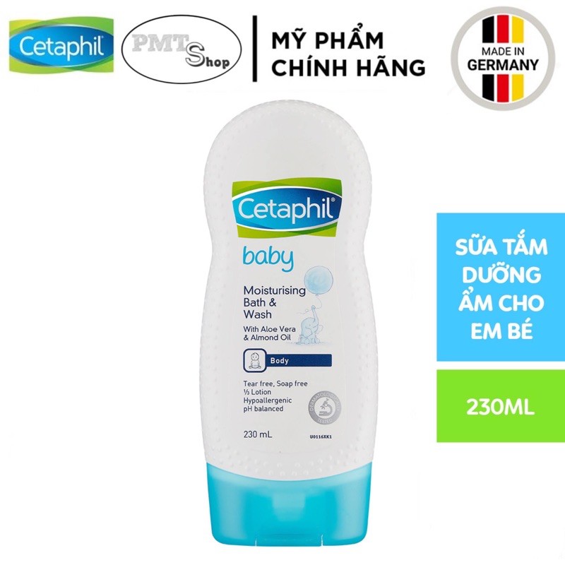 [Germany] Sữa tắm dưỡng ẩm CETAPHIL BABY MOISTURIZING WASH& BATH 230ml dưỡng ẩm cho trẻ em - Sản xuất tại Đức