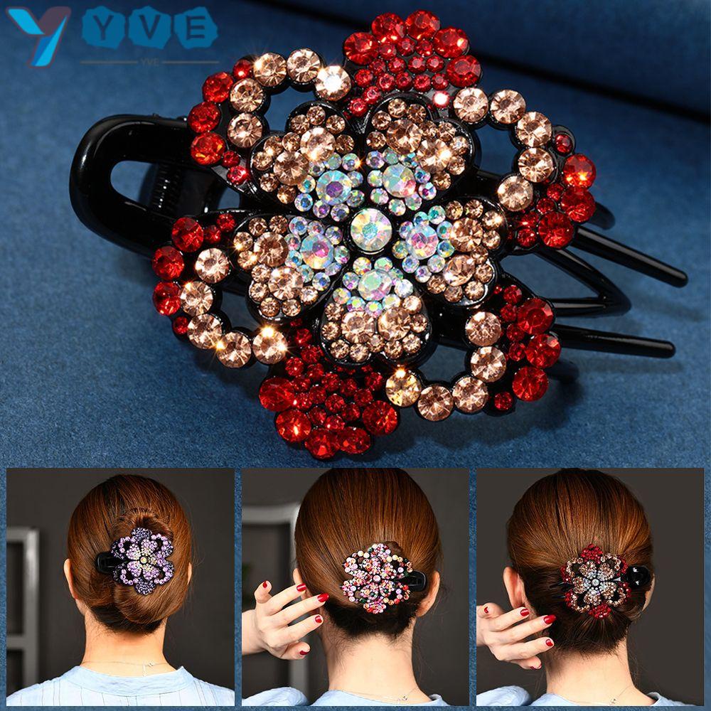 Kẹp tóc họa tiết hoa lấp lánh thời trang cho nữ