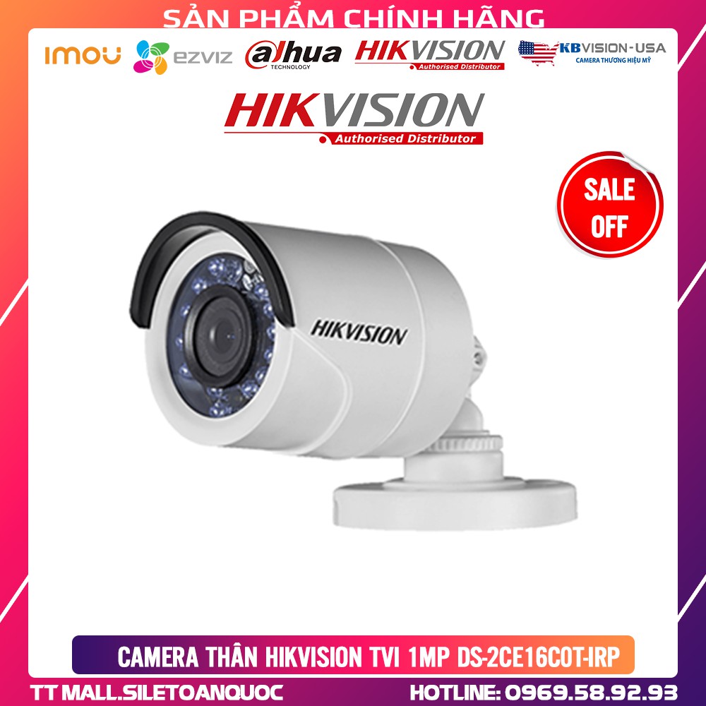 [GIÁ SẬP SÀN] Camera thân trụ ngoài trời 1Mp HIKVISION DS-2CE16C0T-IRP - Hàng Chính Hãng