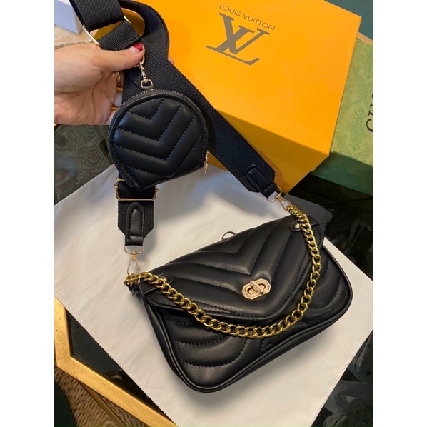 Sét túi xách nữ trần v 2 dây đe chéo