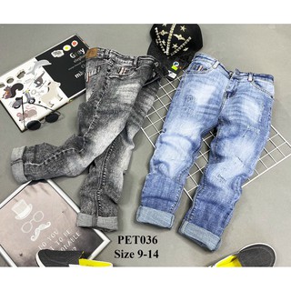 QUẦN JEAN BÉ TRAI LỚN. JEAN WASH RÁCH THỜI TRANG #DO201215-02 Xanh