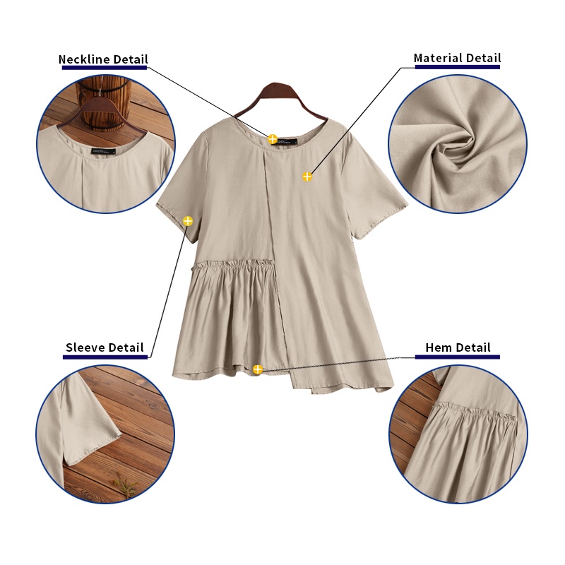 Áo Zanzea tay ngắn thiết kế độc đáo thời trang dành cho nữ