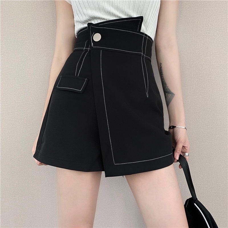 Quần giả váy dáng chữ A đường may nổi, váy chữ A lưng cao chất vải dày dặn [Quảng Châu cao cấp]