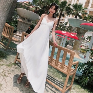 [ORDER] Maxi 2 dây trắng hở lưng (ảnh thật)