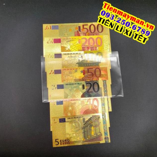 Trọn Bộ Tờ EURO Mạ Vàng Sang Chảnh Plastic 7 TỜ - Từ 5 - 500 EURO