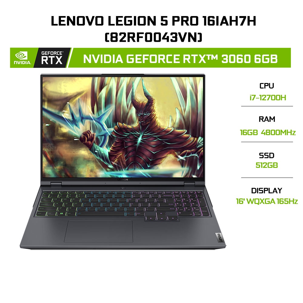 Laptop Lenovo Legion 5 Pro 16IAH7H 82RF0043VN i7-12700H | 16GB | 512GB | GeForce RTX™ 3060 6GB