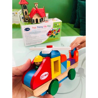 Đồ chơi lắp ráp trực thăng bằng gỗ | Trò chơi lắp ghép mô hình máy bay trực thăng Việt Nam