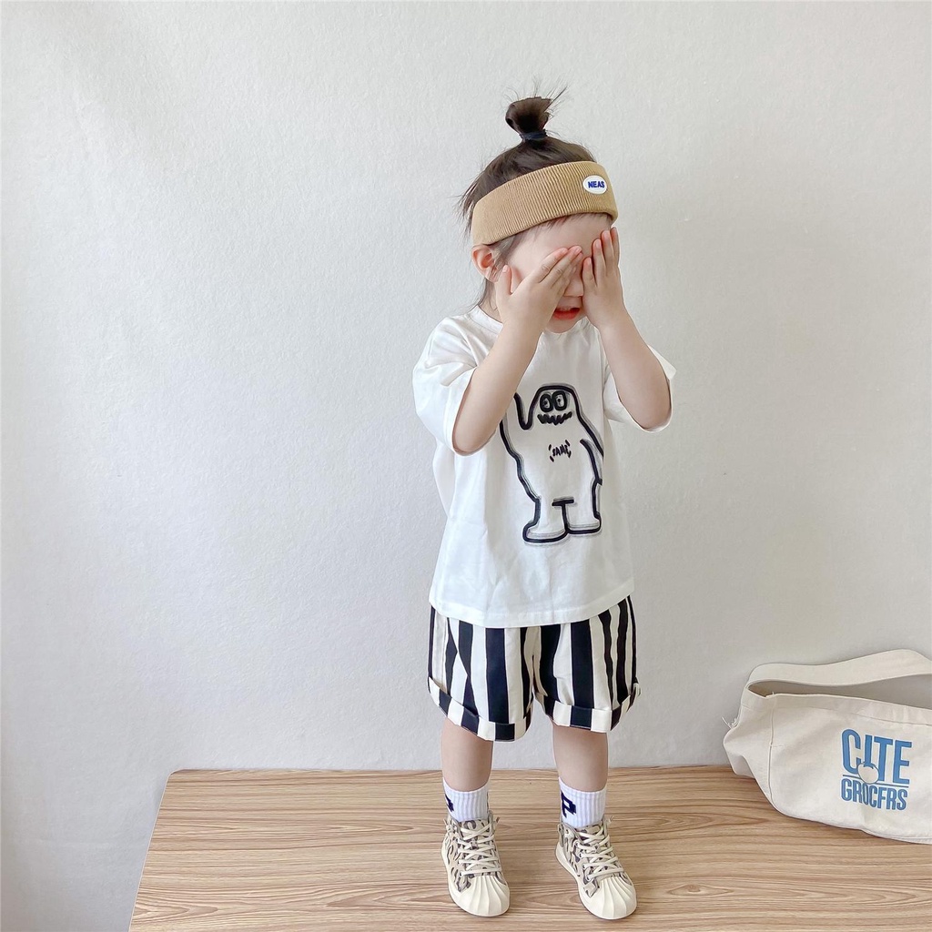 Áo Thun Ngắn Tay Dáng Rộng In Hình Hoạt Hình Giản Dị Thời Trang Mùa Hè Dành Cho Trẻ Nhỏ