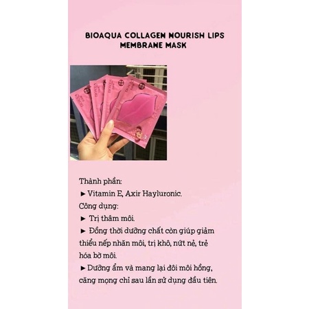 Mặt Nạ Môi Bioaqua Collagen Nourish Lips Membrane Mask chính hãng