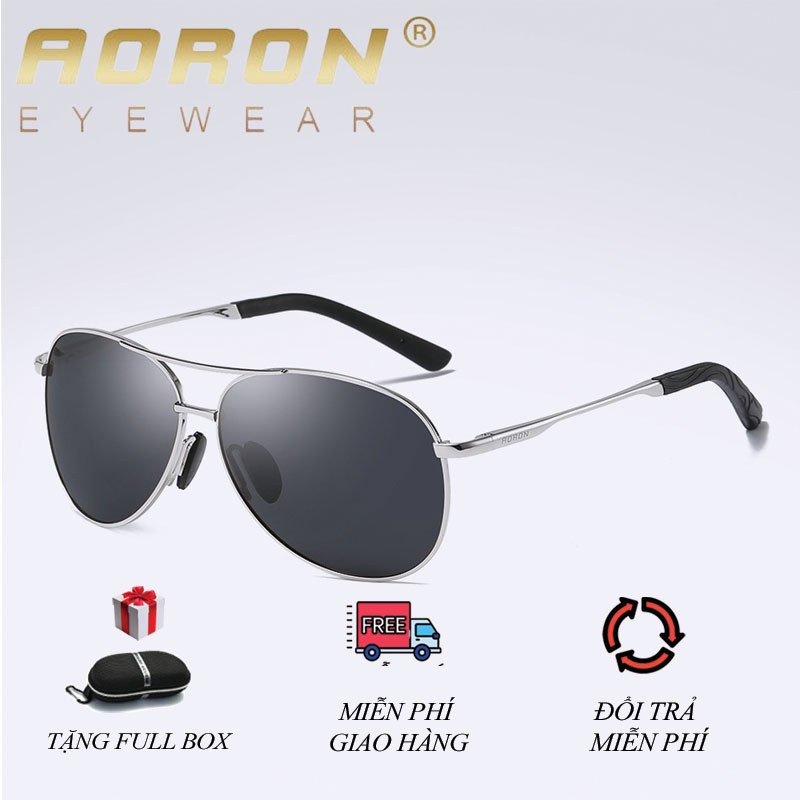 Kính mát, Mắt kính râm Aoron A8013, gọng nhôm meggie siêu nhẹ, mắt phân cực chống UV 400 chống xước chống vỡ