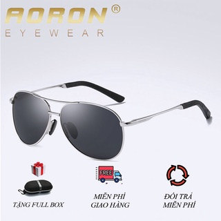 Kính mát, Mắt kính râm Aoron A8013, gọng nhôm meggie siêu nhẹ, mắt phân cực chống UV 400 chống xước chống vỡ