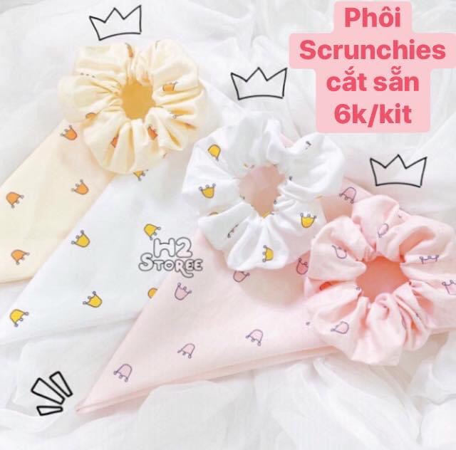V299🌈 VẢI MAY SCRUNCHIES CẮT SẴN +CHUN, KIM, CHỈ