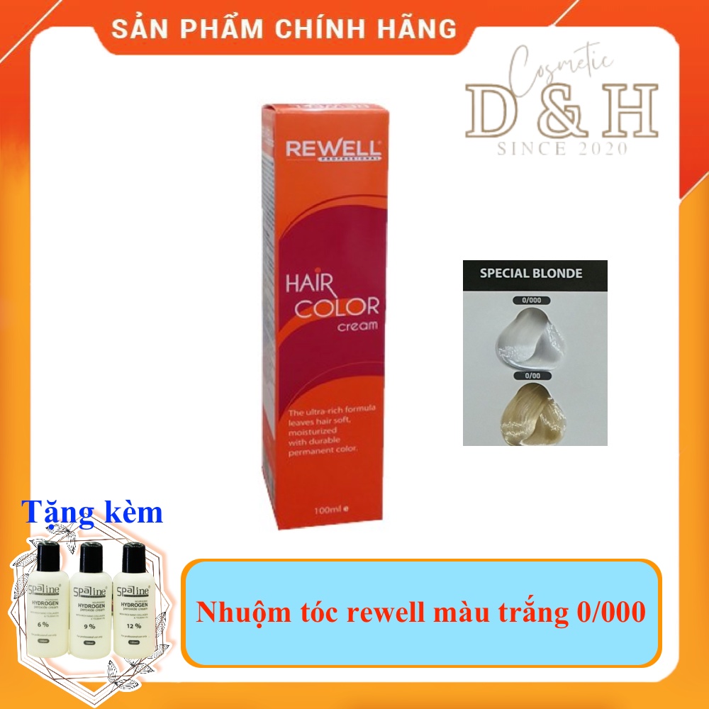 Nhuộm tóc rewell màu trắng 0/000 tặng kèm oxy trợ nhuộm