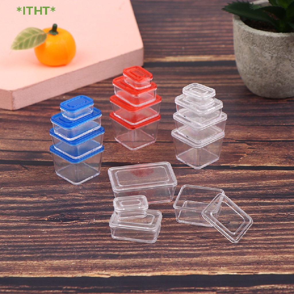 Set 4 Hộp Cơm Mini Tỉ Lệ 1 / 12 Dùng Để Trang Trí Nhà Búp Bê Mới
