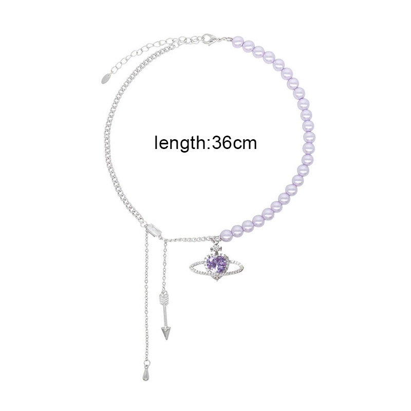 1 Vòng Cổ Choker Đính Đá Và Ngọc Trai Nhân Tạo Màu Tím Phong Cách Hàn Quốc Cổ Điển Cho Nữ