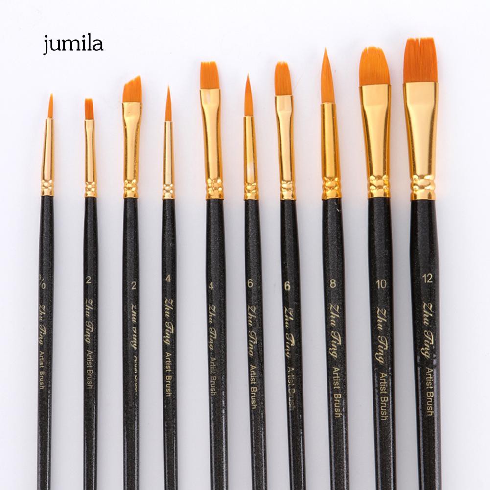 Set 10 cọ vẽ tranh nước sơn dầu cán gỗ cao cấp chất lượng cao