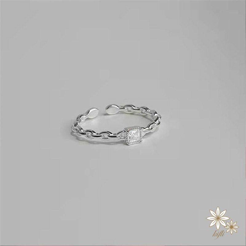 Nhẫn Đeo Tay Đính Kim Cương Hình Vuông Không Phai Màu Thiết Kế Điều Chỉnh Được Cho Học Sinh Nữ