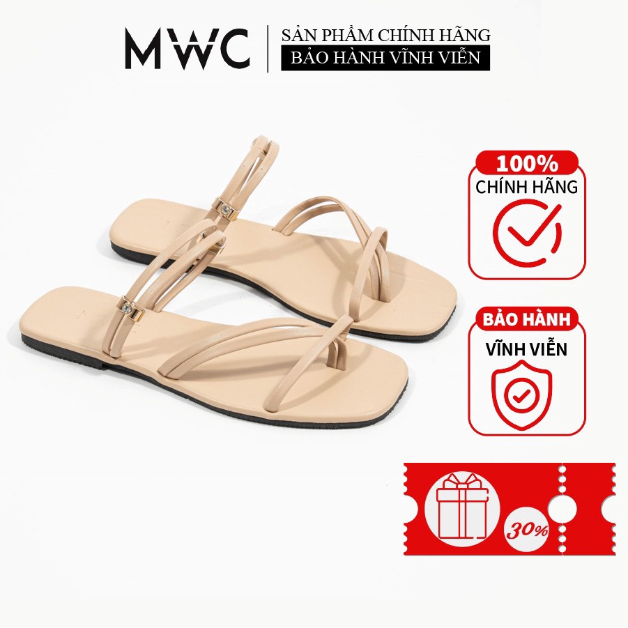 Giày Sandal Nữ MWC Đế Bệt Xỏ Ngón Phối Dây Mảnh Xinh Xắn NUSD- 2797