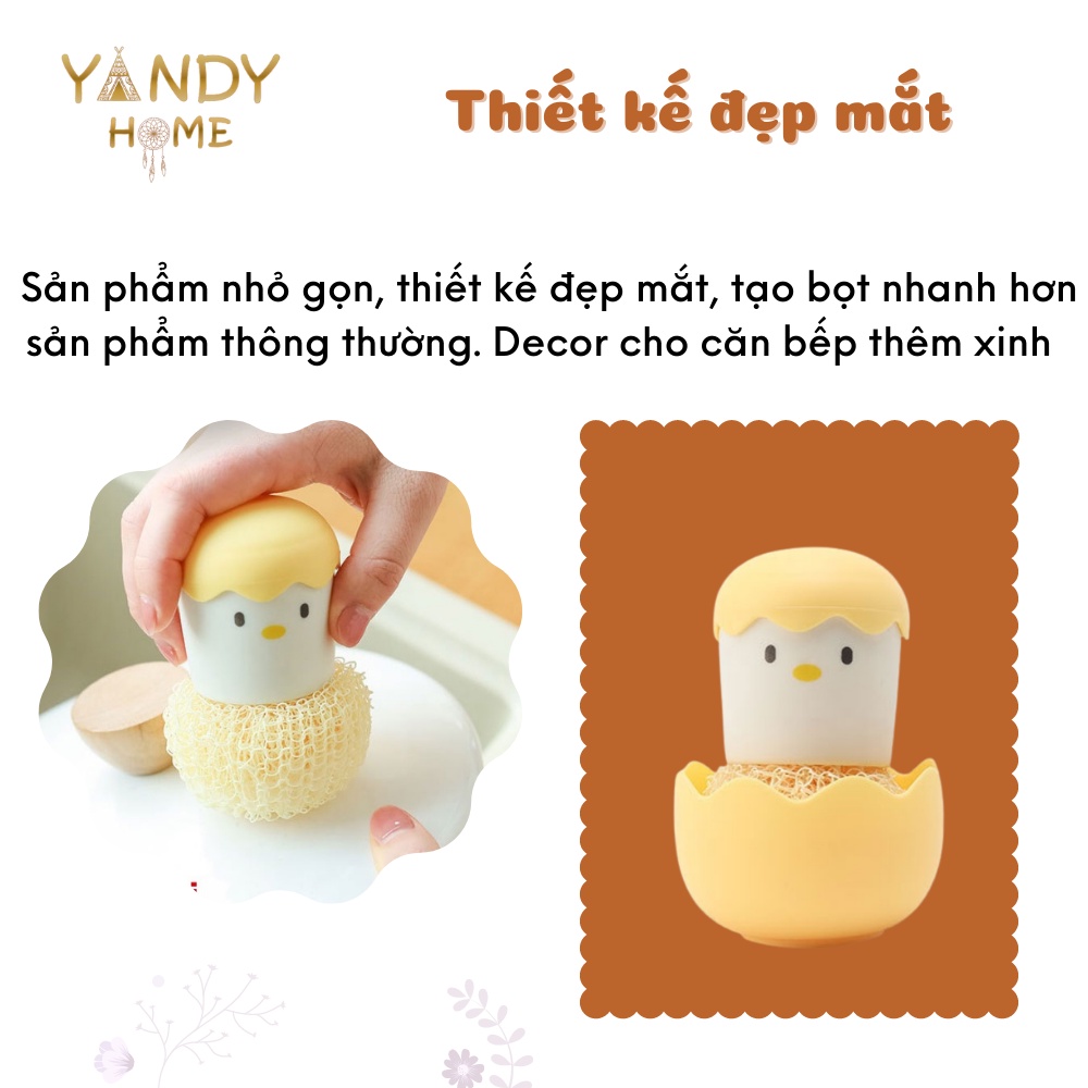 Bộ rửa chén bát đĩa YANDY HOME NB01 có tay cầm kèm đế đựng hình gà con dễ thương bền đẹp