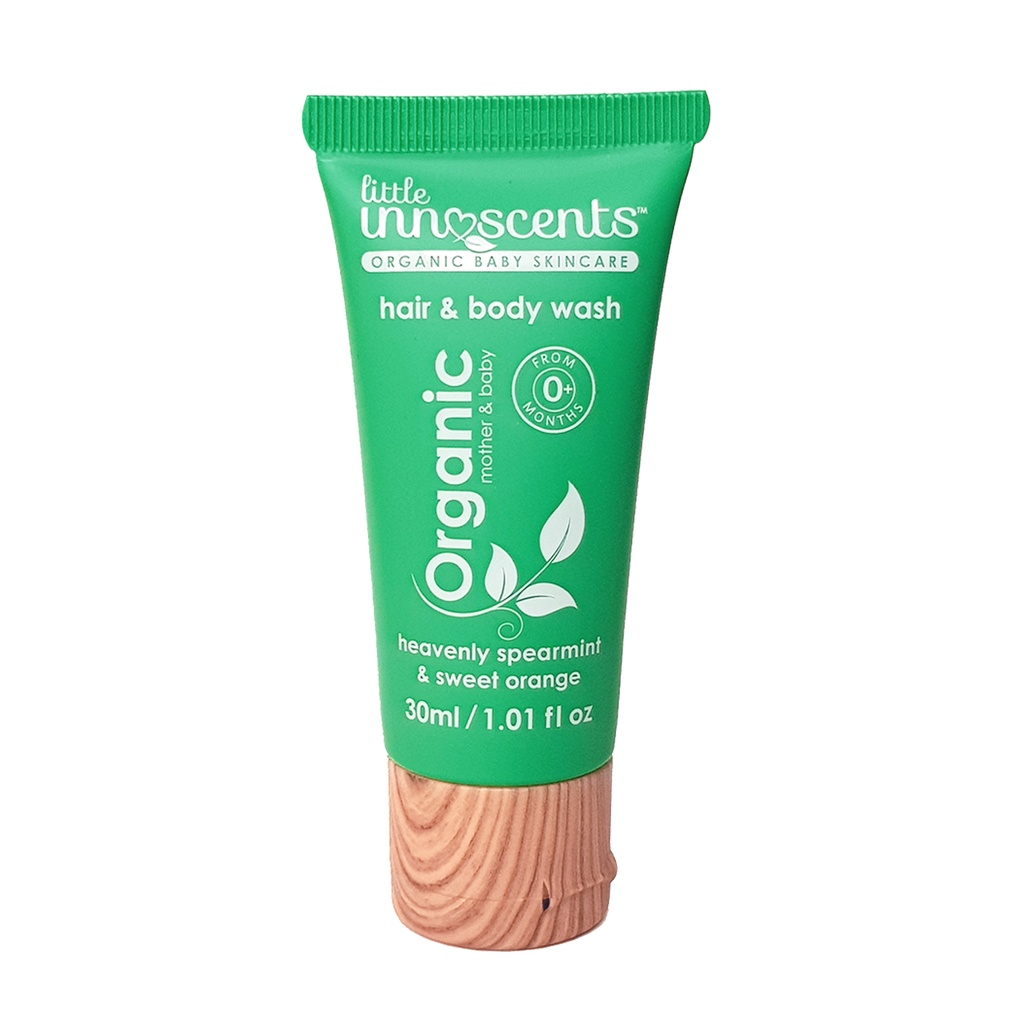 Sữa Tắm gội Toàn thân Hữu cơ hương Cam & Bạc hà LITTLE INNOSCENTS 30ml - LITTLE INNOSCENTS Organic Hair & Body wash Spea