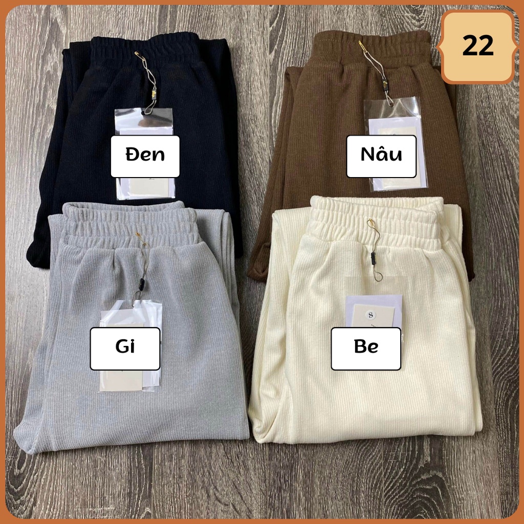 Quần Jogger Tăm Unisex Nam Nữ Nỉ Tăm Ống Rộng Cạp Chun Vải Dày Dặn
