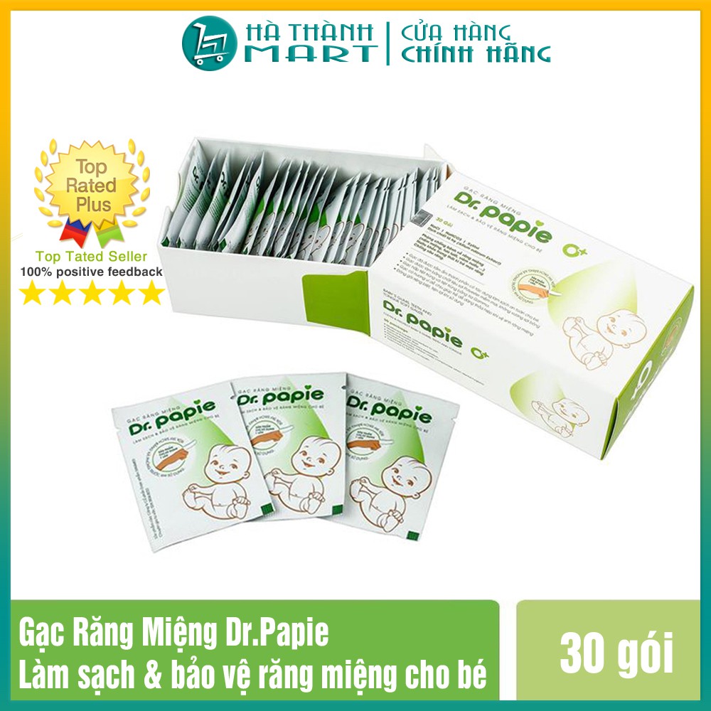 Gạc răng miệng Dr Papie sạch miệng hết miệng nấm ngừa sâu răng cho bé (Hộp 30 gói)