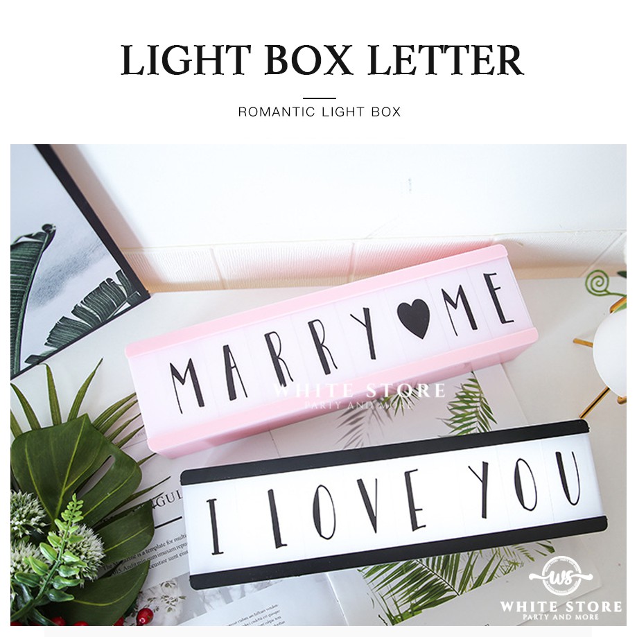 Hộp đèn LED gắn chữ - CINEMA LIGHT BOX - 1 LINE - treo tường hoặc để bàn trang trí - WhiteStore.vn